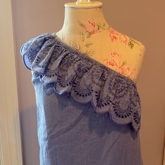 Vineyard Vines One-Shoulder Dress with Lace in Lavender - Picture 2 of 9